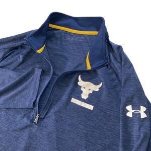 Under Armour Project Rock Quarter Zip Jacket Pullover Men Large Blue Gym Workout